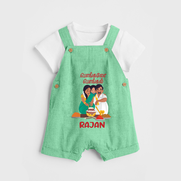 Pongalo Pongal Family Celebration | Personalized Kids Dungaree  - GREEN - 0 - 5 Months Old (Chest 18")