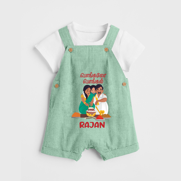 Pongalo Pongal Family Celebration | Personalized Kids Dungaree  - MINT GREEN - 0 - 5 Months Old (Chest 18")