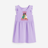 Pongalo Pongal Family Celebration | Personalized Kids  frock   - LILAC - 1 - 2 Years Old (Chest 22" , Full Length 22")