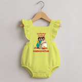 Pongalo Pongal Family Celebration | Personalized Kids Romper frock   - PASTEL YELLOW - 0 - 3 Months Old (Chest 19")