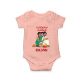 Pongalo Pongal Family Celebration | Personalized Kids Romper  - PEACH - New Born (Chest 14")