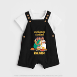 Pongalo Pongal Family Celebration | Personalized Kids Dungaree  - BLACK - 0 - 5 Months Old (Chest 18")