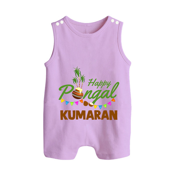Festive Happy Pongal Typography | Personalized Kids Romper Suit  - LILAC - 0 - 5 Months Old (Chest 18")