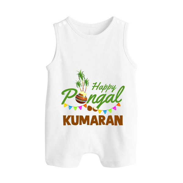 Festive Happy Pongal Typography | Personalized Kids Romper Suit  - WHITE - 0 - 5 Months Old (Chest 18")