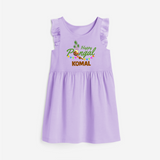 Festive Happy Pongal Typography | Personalized Kids  frock   - LILAC - 1 - 2 Years Old (Chest 22" , Full Length 22")