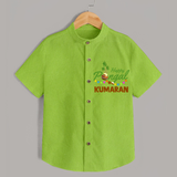 Festive Happy Pongal Typography | Personalized Kids Shirt  - LIME GREEN - 0 - 6 Months Old (Chest 23")