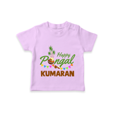 Festive Happy Pongal Typography | Personalized Kids T-Shirt  - LILAC - 0-5 Months Old (Chest 17")