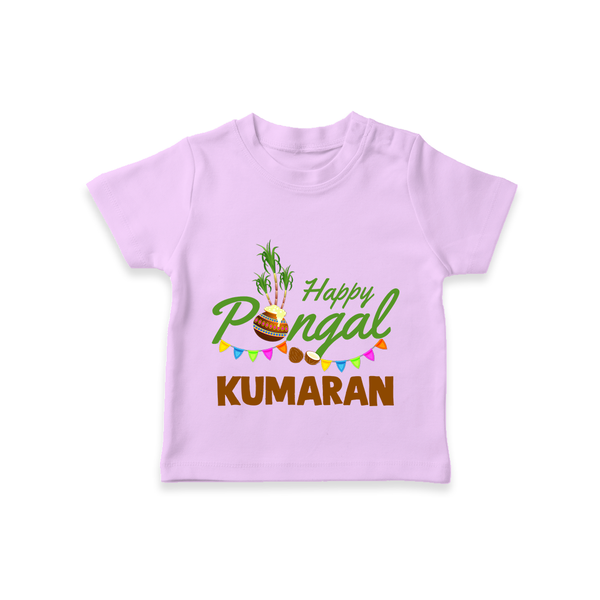 Festive Happy Pongal Typography | Personalized Kids T-Shirt  - LILAC - 0-5 Months Old (Chest 17")