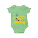 Festive Happy Pongal Typography | Personalized Kids Romper  - GREEN - New Born (Chest 14")