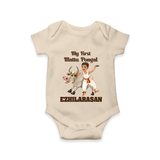 My First Mattu Pongal – Kid & Cow | Customized Romper for baby - IVORY - New Born (Chest 14")