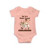 My First Mattu Pongal – Kid & Cow | Customized Romper for baby - PEACH - New Born (Chest 14")