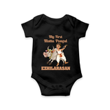 My First Mattu Pongal – Kid & Cow | Customized Romper for baby - BLACK - New Born (Chest 14")