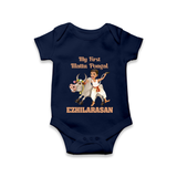 My First Mattu Pongal – Kid & Cow | Customized Romper for baby - NAVY BLUE - New Born (Chest 14")