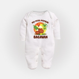 My First Pongal – Classic Pot Illustration | Customized Fullbody Suit for baby - WHITE - New Born (Chest 7.5")
