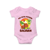 My First Pongal – Classic Pot Illustration | Customized Romper for baby - BABY PINK - New Born (Chest 14")