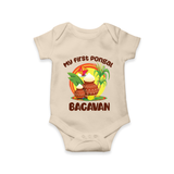 My First Pongal – Classic Pot Illustration | Customized Romper for baby - IVORY - New Born (Chest 14")