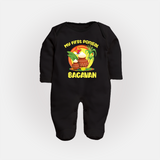 My First Pongal – Classic Pot Illustration | Customized Fullbody Suit for baby - BLACK - New Born (Chest 7.5")