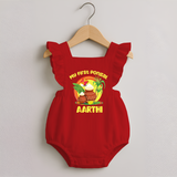 My First Pongal – Classic Pot Illustration | Customized Romper frock for baby - RED - 0 - 3 Months Old (Chest 19")