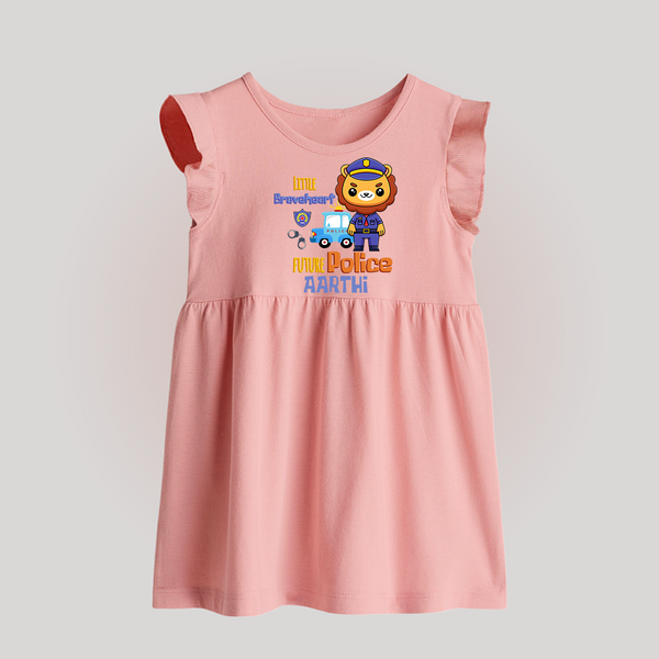 Future Police Officer Baby Frock | Custom Printed Name Baby Frock - BABY PINK - 0 - 3 Months Old (Chest 17")