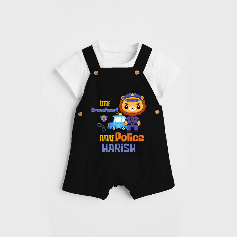 Little Braveheart Police Hero Dungaree - BLACK - 0 - 3 Months Old (Chest 17")