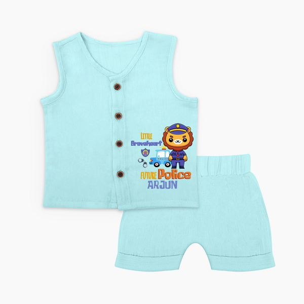 Future Police Officer Jabla Set | Custom Printed Name Jabla Set - BABY BLUE - 0 - 3 Months Old (Chest 9.8")