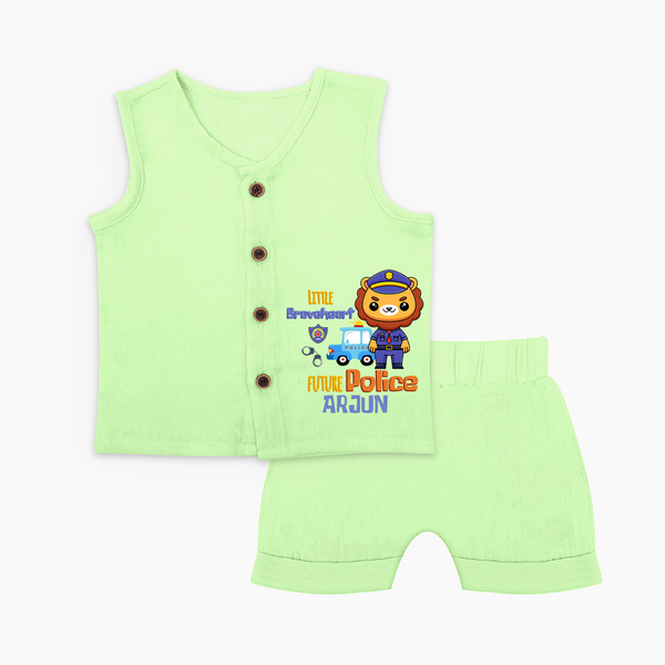 Future Police Officer Jabla Set | Custom Printed Name Jabla Set - PASTEL GREEN - 0 - 3 Months Old (Chest 9.8")