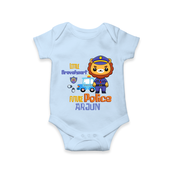 Future Police Officer Romper / Onesie | Custom Printed Name Romper / Onesie - BABY BLUE - New Born (Chest 14")