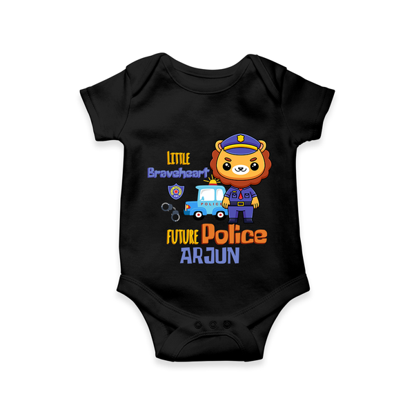 Future Police Officer Romper / Onesie | Custom Printed Name Romper / Onesie - BLACK - New Born (Chest 14")