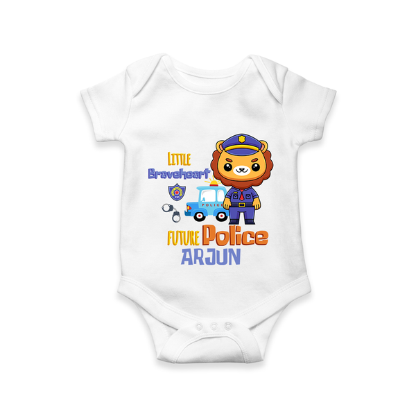 Future Police Officer Romper / Onesie | Custom Printed Name Romper / Onesie - WHITE - New Born (Chest 14")