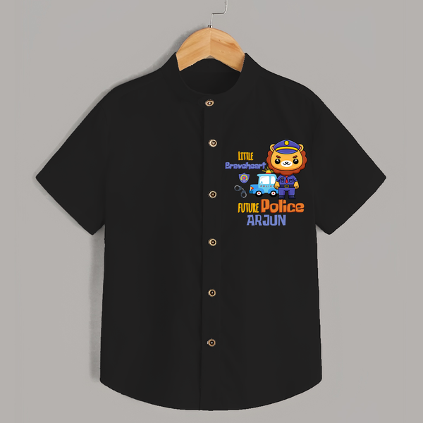 Future Police Officer Shirt | Custom Printed Name Shirt - BLACK - 0 - 6 Months Old (Chest 23")