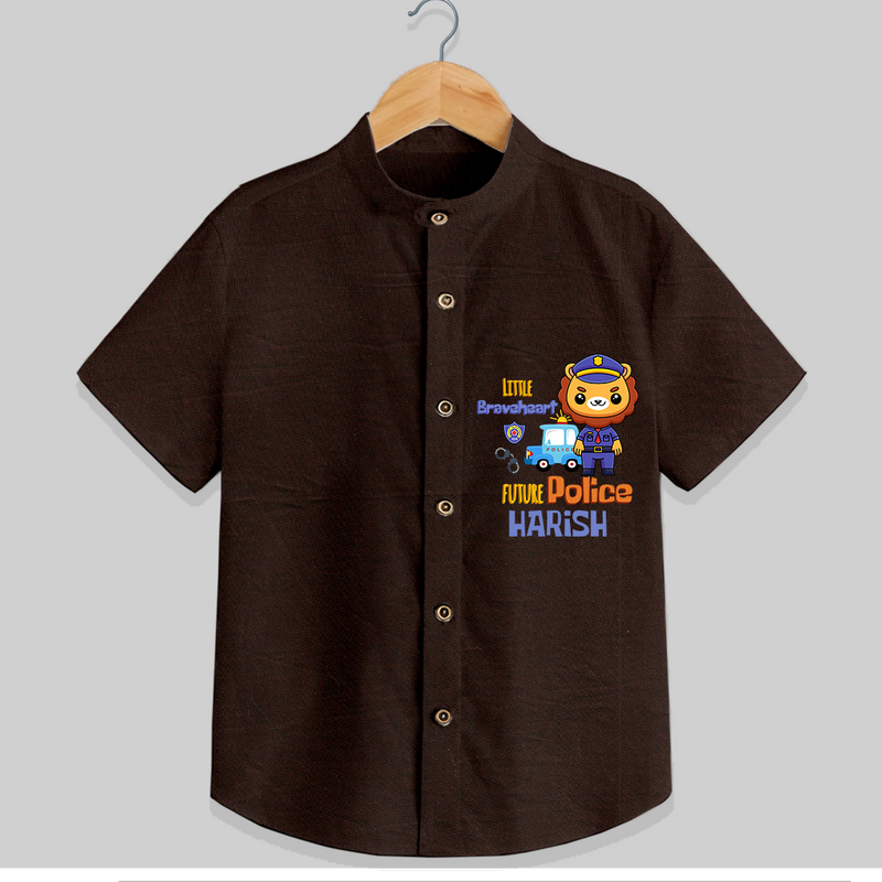 Little Braveheart Police Hero Shirt - CHOCOLATE BROWN - 0 - 6 Months Old (Chest 21")