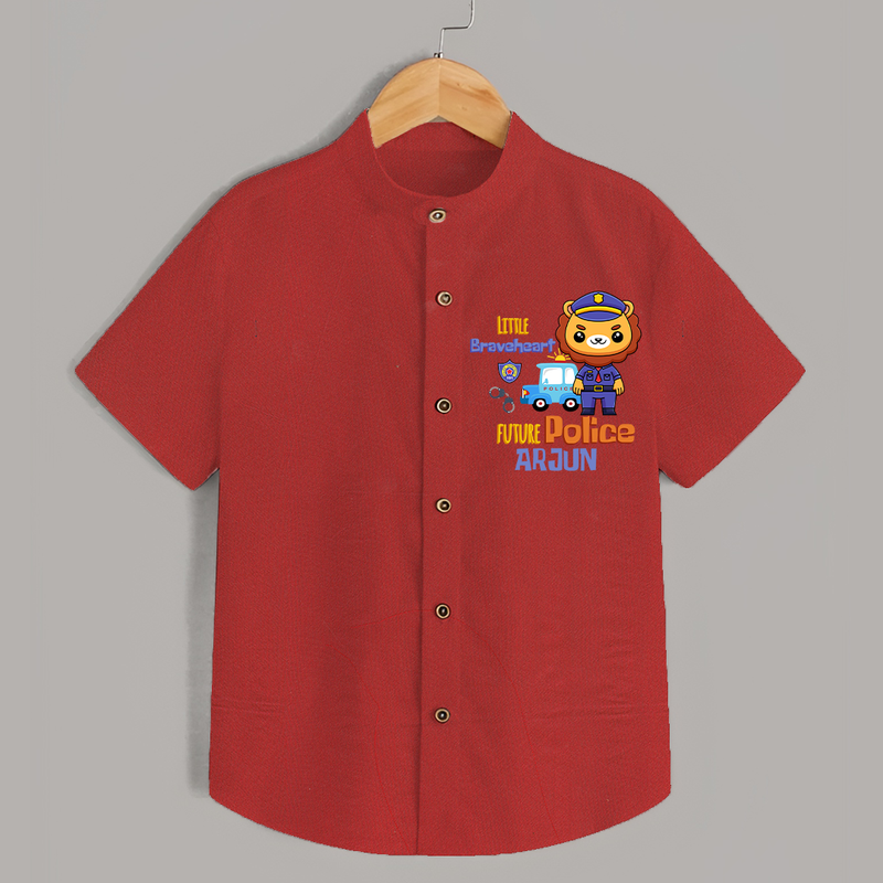 Future Police Officer Shirt | Custom Printed Name Shirt - RED - 0 - 6 Months Old (Chest 23")