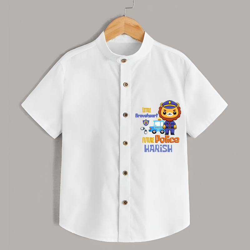 Little Braveheart Police Hero Shirt - WHITE - 0 - 6 Months Old (Chest 21")