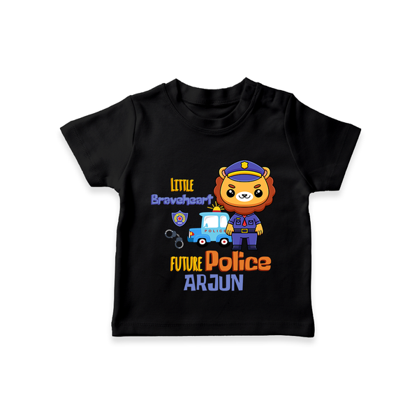 Future Police Officer T-Shirt | Custom Printed Name T-Shirt - BLACK - 0-5 Months Old (Chest 17")