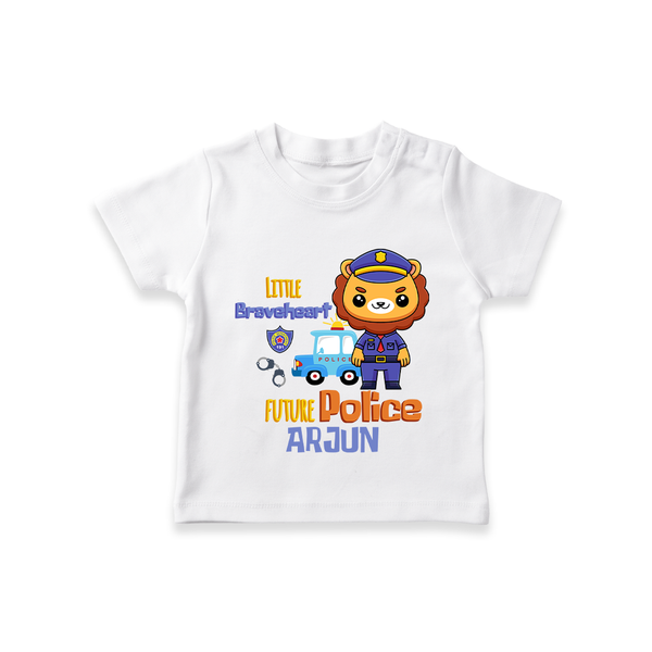 Future Police Officer T-Shirt | Custom Printed Name T-Shirt - WHITE - 0-5 Months Old (Chest 17")