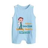 Future Doctor Romper Suit | Personalized Name Baby Romper Suit - BABY BLUE - 0 - 5 Months Old (Chest 18")