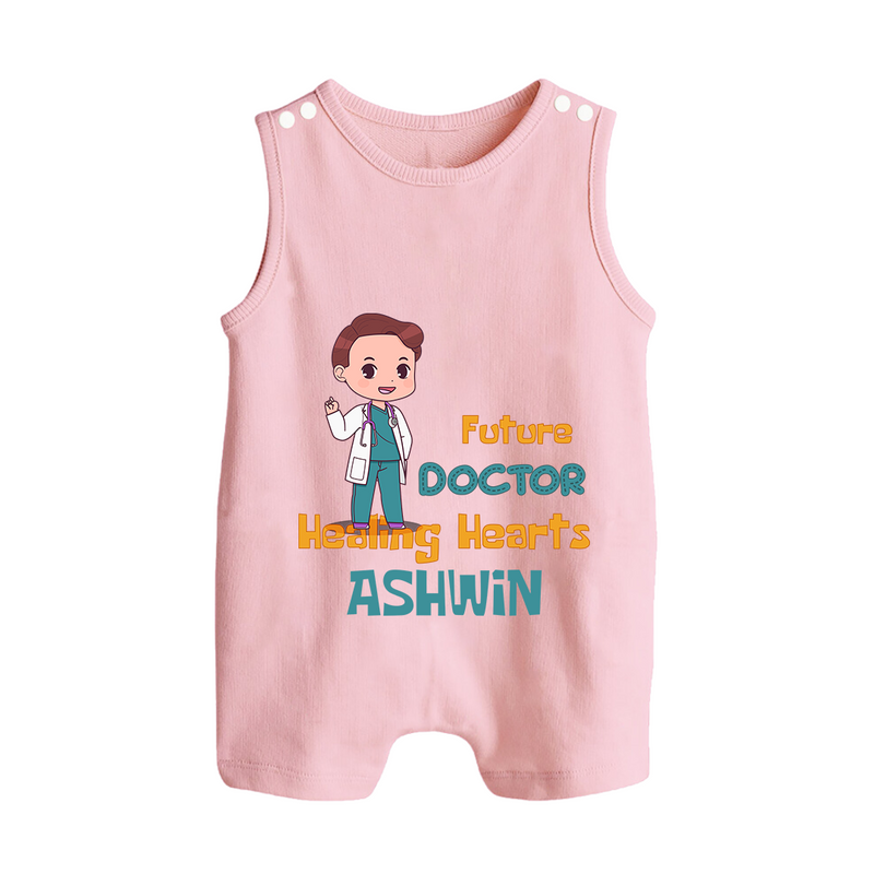 Future Doctor Romper Suit | Personalized Name Baby Romper Suit - BABY PINK - 0 - 5 Months Old (Chest 18")