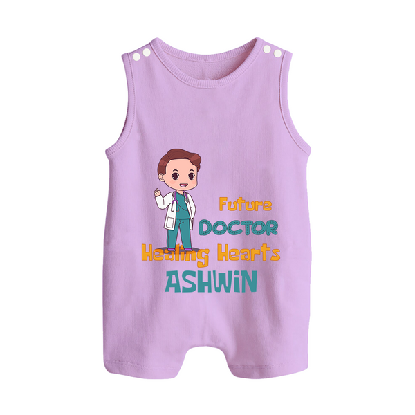 Future Doctor Romper Suit | Personalized Name Baby Romper Suit - LILAC - 0 - 5 Months Old (Chest 18")