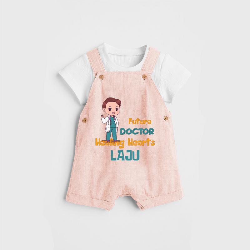 Healing Hearts Doctor Boy Dungaree - PEACH - 0 - 3 Months Old (Chest 17")