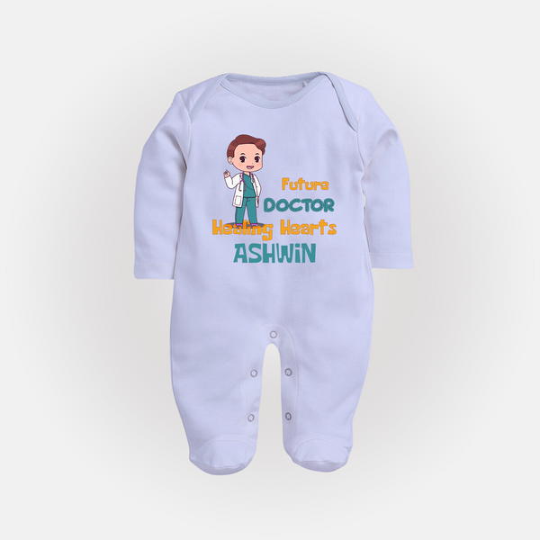 Future Doctor Sleep Suit | Personalized Name Baby Sleep Suit - BABY BLUE - New Born (Chest 7.5")