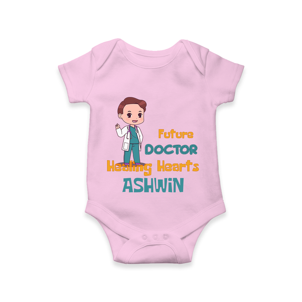 Future Doctor Romper / Onesie | Personalized Name Baby Romper / Onesie - BABY PINK - New Born (Chest 14")