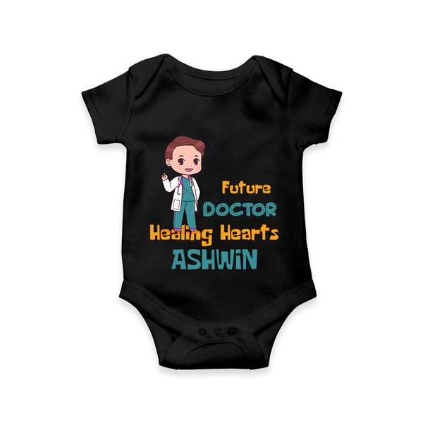 Future Doctor Romper / Onesie | Personalized Name Baby Romper / Onesie - BLACK - New Born (Chest 14")