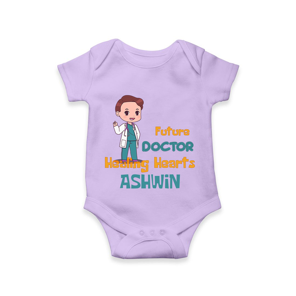 Future Doctor Romper / Onesie | Personalized Name Baby Romper / Onesie - LILAC - New Born (Chest 14")