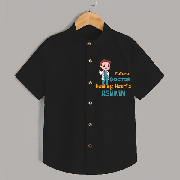 Future Doctor Shirt | Personalized Name Baby Shirt - BLACK - 0 - 6 Months Old (Chest 23")