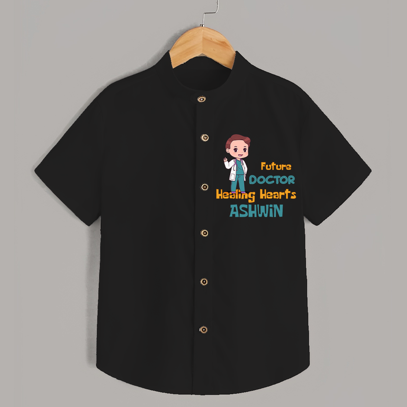 Future Doctor Shirt | Personalized Name Baby Shirt - BLACK - 0 - 6 Months Old (Chest 23")