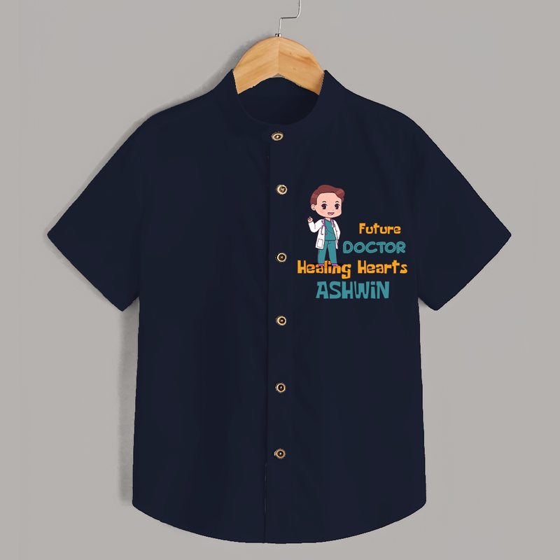 Future Doctor Shirt | Personalized Name Baby Shirt - NAVY BLUE - 0 - 6 Months Old (Chest 23")