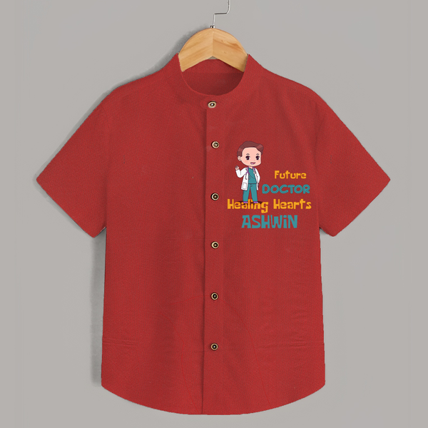 Future Doctor Shirt | Personalized Name Baby Shirt - RED - 0 - 6 Months Old (Chest 23")
