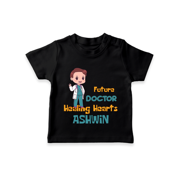 Future Doctor T-Shirt | Personalized Name Baby T-Shirt - BLACK - 0-5 Months Old (Chest 17")