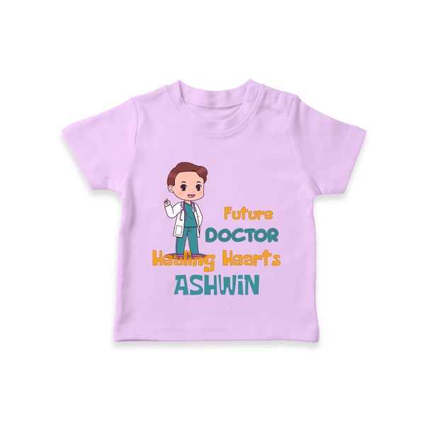 Future Doctor T-Shirt | Personalized Name Baby T-Shirt - LILAC - 0-5 Months Old (Chest 17")