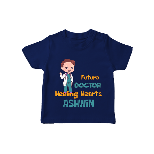 Future Doctor T-Shirt | Personalized Name Baby T-Shirt - NAVY BLUE - 0-5 Months Old (Chest 17")